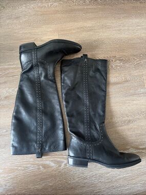 Sam edelman Black Leather Studded Knee-High Boots
